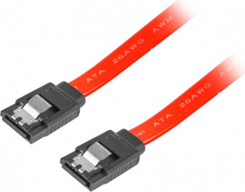 Cablu de date SATA II mama la SATA II mama 70 cm Lanberg 3 Gb/s cleme metalice rosu 