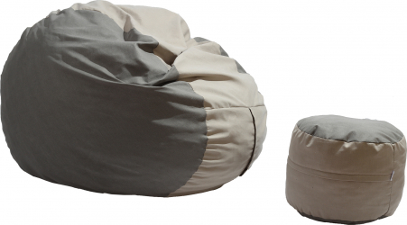 Fotoliu King Size + Otoman - Cream and Light Grey Gama Premium umplut cu fulgi de burete memory mix and reg 