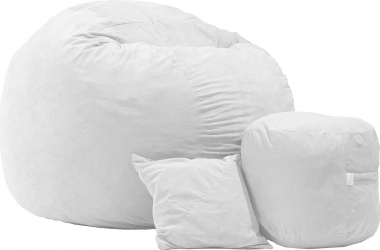 Fotoliu King Size + Otoman + Perna decorativa - Angora Grey Gama Premium umplut cu fulgi de burete memory mix 