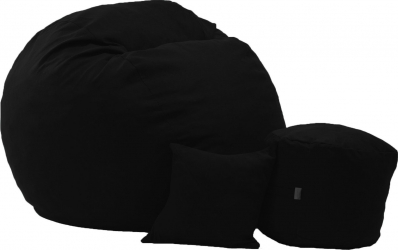 Fotoliu King Size + Otoman + Perna decorativa - Eerie Black Gama Premium umplut cu fulgi de burete memory mix 