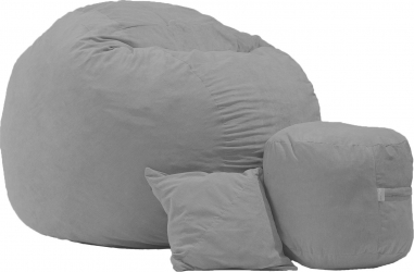 Fotoliu King Size + Otoman + Perna decorativa - Grey Gama Premium umplut cu fulgi de burete memory mix and reg