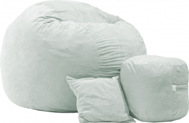 Fotoliu King Size + Otoman + Perna decorativa - Light Mint Gama Premium umplut cu fulgi de burete memory mix 