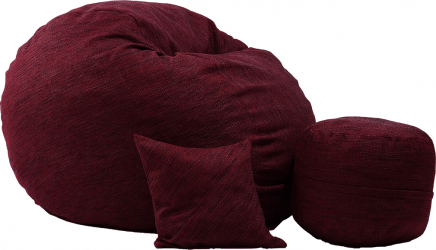 Fotoliu King Size otoman si perna decorativa Red Wine Gama Premium Rustic umplut cu fulgi de burete memory mix 