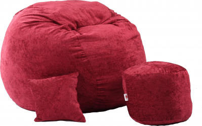 Fotoliu King Size otoman si perna decorativa Sour Cherry Gama Premium Rustic umplut cu fulgi de burete memory mix