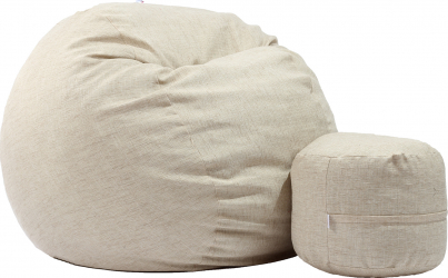 Fotoliu Set King Size + Otoman - Beige Brulee Gama Premium Rustic umplut cu fulgi de burete memory mix 
