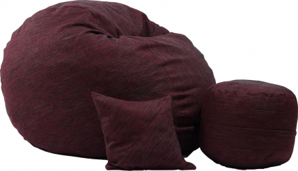 Fotoliu Set King Size + Otoman + Perna decorativa - Black Wine Gama Premium Rustic umplut cu fulgi de burete memory mix 