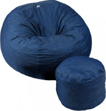 King Size + Otoman - Blue Denim Gama Savana umplut cu fulgi de burete memory mix and reg 