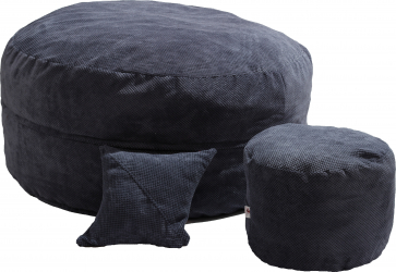 King Size + Otoman + Perna decorativa - Dusty Blue Gama Plush Honey umplut cu fulgi de burete memory mix and reg 