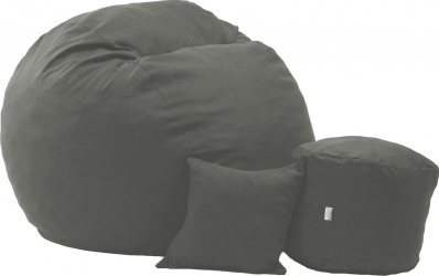 Fotoliu King Size + Otoman + Perna decorativa - Moon Grey Gama Premium umplut cu fulgi de burete memory mix 