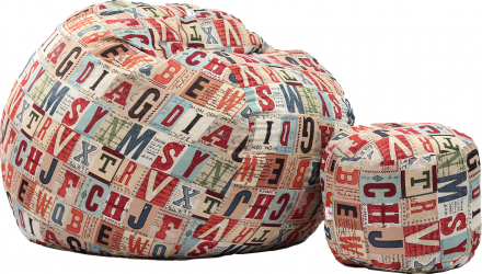 Set Fotoliu King Size + Otoman - Scrabble Gama Premium Rustic High umplut cu fulgi de burete memory mix 