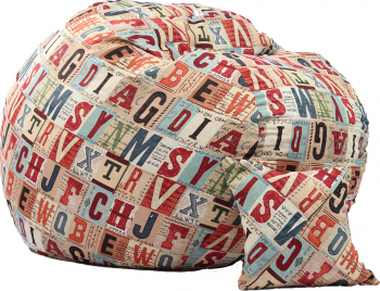 Set Fotoliu King Size + Perna decorativa - Scrabble Gama Premium Rustic High umplut cu fulgi de burete memory mix 
