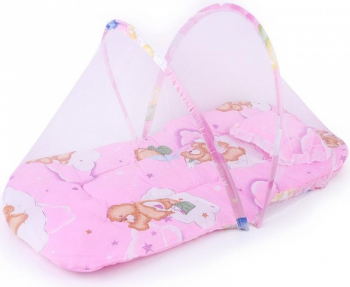 Patut portabil cu plasa anti insecte Roz 