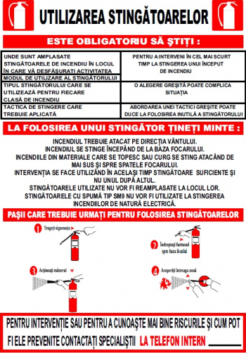 Indicator PVC A5 - Utilizarea stingatoarelor 