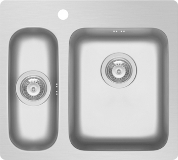 Chiuveta inox Pyramis ZERIA 58x52 DR 2 cuve 580x520mm adancime cuva mare 180mm finisaj lucios incorporabila in blat 