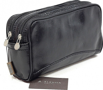 Portfard trusa cosmetice dama din piele naturala negru TT102