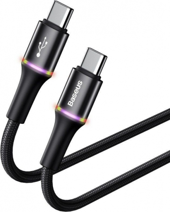 Cablu Baseus Halo USB Tip-C la Tip-C PD 2.0 60W 20V 3A 1m incarcare si date CATGH-J01 Negru 