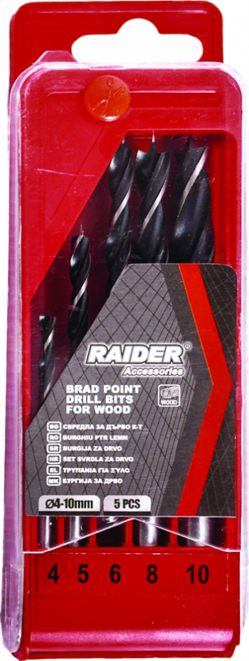 Burghiu pentru lemn Raider 157114 4-10mm set 5 buc 