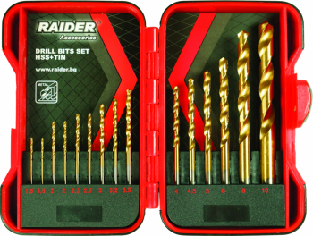 Burghie pentru metal Raider 157789 HSS TIN 1.5-10mm set 15 buc 