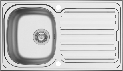 Chiuveta inox Pyramis AURORA 1 cuva 1 picurator dimensiune 86x50cm adancime 15cm finisaj lucios reversibila 