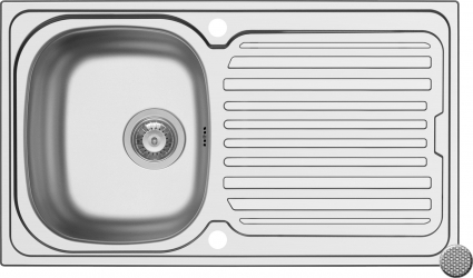 Chiuveta inox Pyramis AURORA 1 cuva 1 picurator dimensiune 86x50cm adancime 15cm finisaj texturat reversibila 
