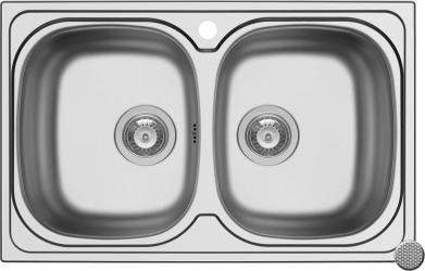 Chiuveta inox Pyramis AURORA 2 cuve dimensiune 79x50cm adancime 15cm finisaj texturat 