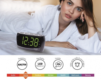 Radio ceas cu alarma si display mare verde fluorescent LED 16 cm 