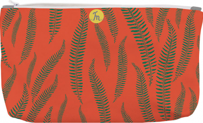 Portofel tip Pouch Handmade Original Mulewear Botanic Flori Ferigi Orange In-Fern-O Multicolor Big 38x23 cm 