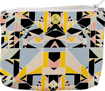 Portofel tip Pouch Handmade Original Mulewear Geometric Abstract Patrate Color Stroboscop Stroboscope Madness Multicolor Medium 22x19 cm 