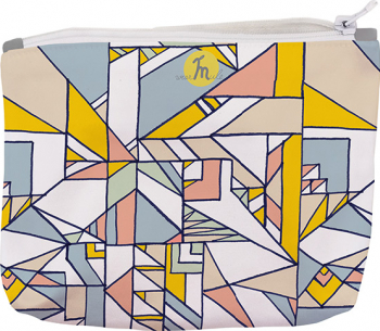 Portofel tip Pouch Handmade Original Mulewear Geometric Abstract Patrate Culori Calme Calming Compo Multicolor Medium 22x19 cm 