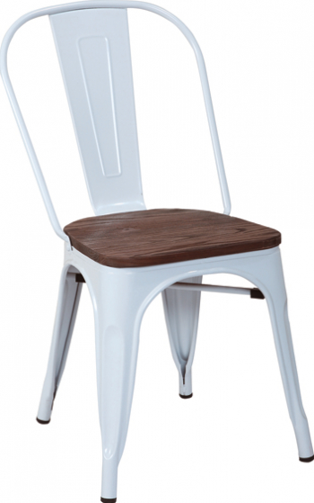 Scaun metalic RAKI RETRO WHITE 48x57x74cm sezut lemn 