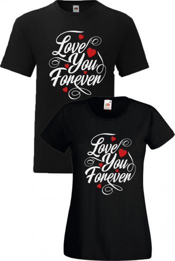 Set tricouri cuplu Love you Forever negru L+S 