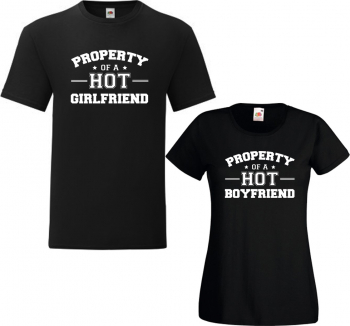Set tricouri personalizate cuplu Property of a hot negru L+S 