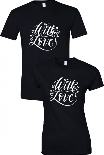 Set tricouri personalizate With love Negru/Alb L/S 