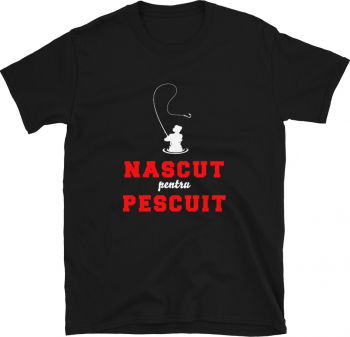 Tricou barbati personalizat Nascut pentru Pescuit negru XL 