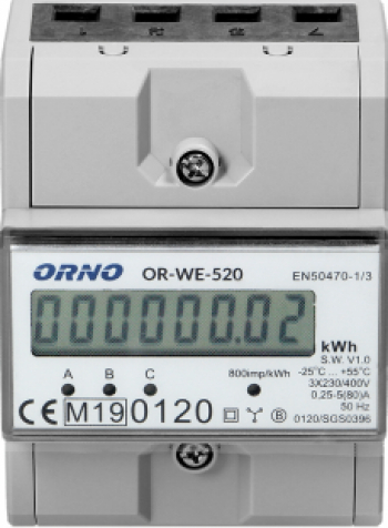 Contor Trifazic Orno OR-WE-520 80A Certificare MID 3 Faze 230V Gri