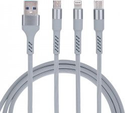 Cablu de incarcare 3 in 1 Lightning micro USB Type-C iPhone Samsung Huawei Nokia Gri BBL830 