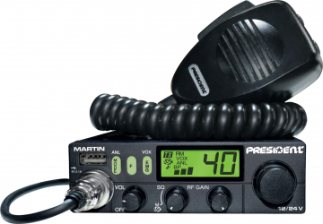 Statie radio CB President MARTIN ASC 24V AM/FM 40 canale Negru 