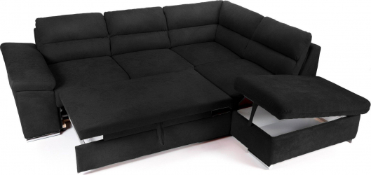 Coltar Extensibil ALONSO cu lada de depozitare variante stanga/dreapta 260x220x85 cm Stanga Negru 