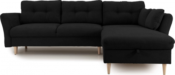 Coltar Extensibil STOCHOLM cu lada de depozitare variante stanga/dreapta 270x210x90 cm Dreapta Negru 