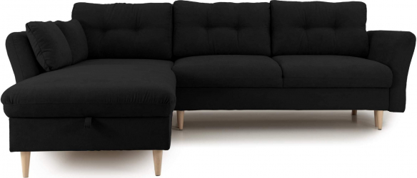 Coltar Extensibil STOCHOLM cu lada de depozitare variante stanga/dreapta 270x210x90 cm Stanga Negru 