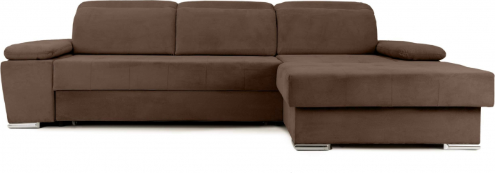 Coltar Extensibil TRENDY cu lada de depozitare cu tetiere variante stanga/dreapta 300x180x110 cm Dreapta Maro 