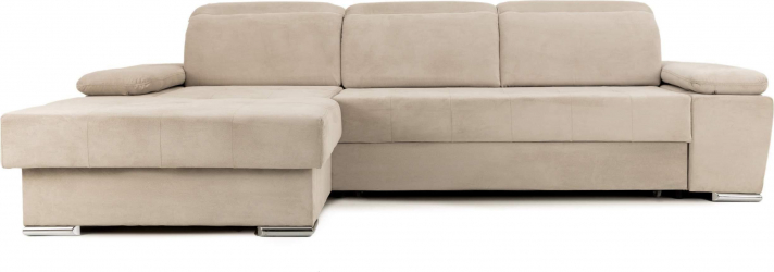 Coltar Extensibil TRENDY cu lada de depozitare cu tetiere variante stanga/dreapta 300x180x110 cm Stanga Bej 