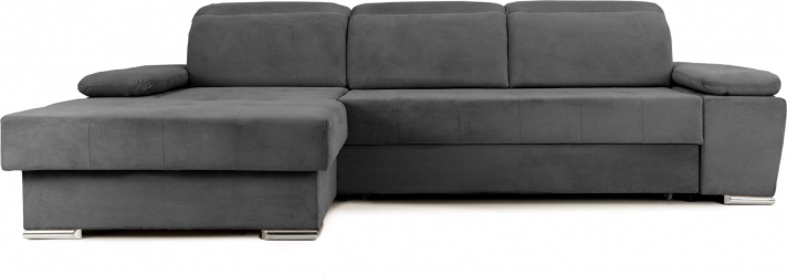 Coltar Extensibil TRENDY cu lada de depozitare cu tetiere variante stanga/dreapta 300x180x110 cm Stanga Gri 