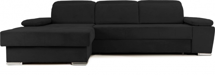 Coltar Extensibil TRENDY cu lada de depozitare cu tetiere variante stanga/dreapta 300x180x110 cm Stanga Negru 