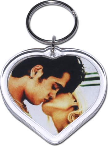 Breloc plastic inima personalizat pe ambele fete 