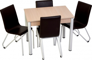 Set masa fixa Bronze Deco Crem cu 4 scaune maro cadru S 
