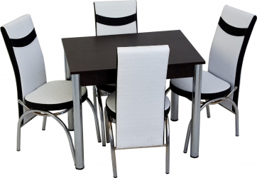 Set masa fixa Bronze Deco Wenge cu 4 scaune Alb-Negru 