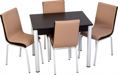 Set masa fixa Bronze Deco Wenge cu 4 scaune crem cadru U 