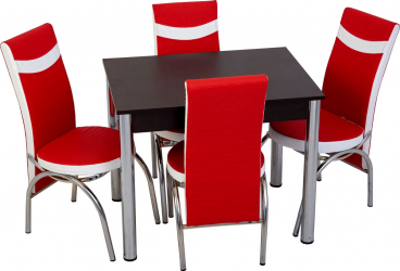 Set masa fixa Bronze Deco Wenge cu 4 scaune Rosu-Alb 