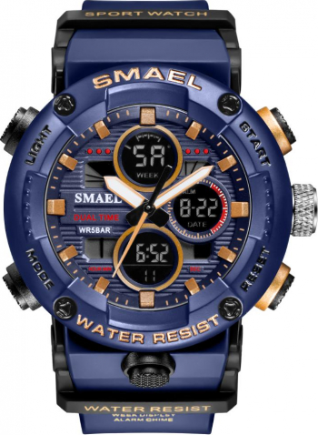 Ceas Barbatesc Shock resist Smael GT02 dual time Analog-Digital Wateresist 50M Albastru 